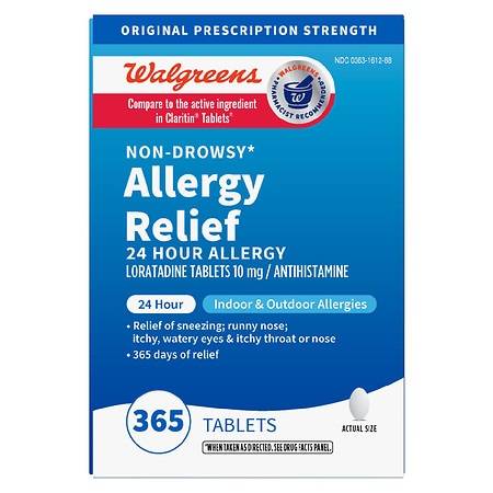 Walgreens Non-Drowsey 24 Hour Allergy Relief Loratadine Antihistamine Tablets (365 ct)