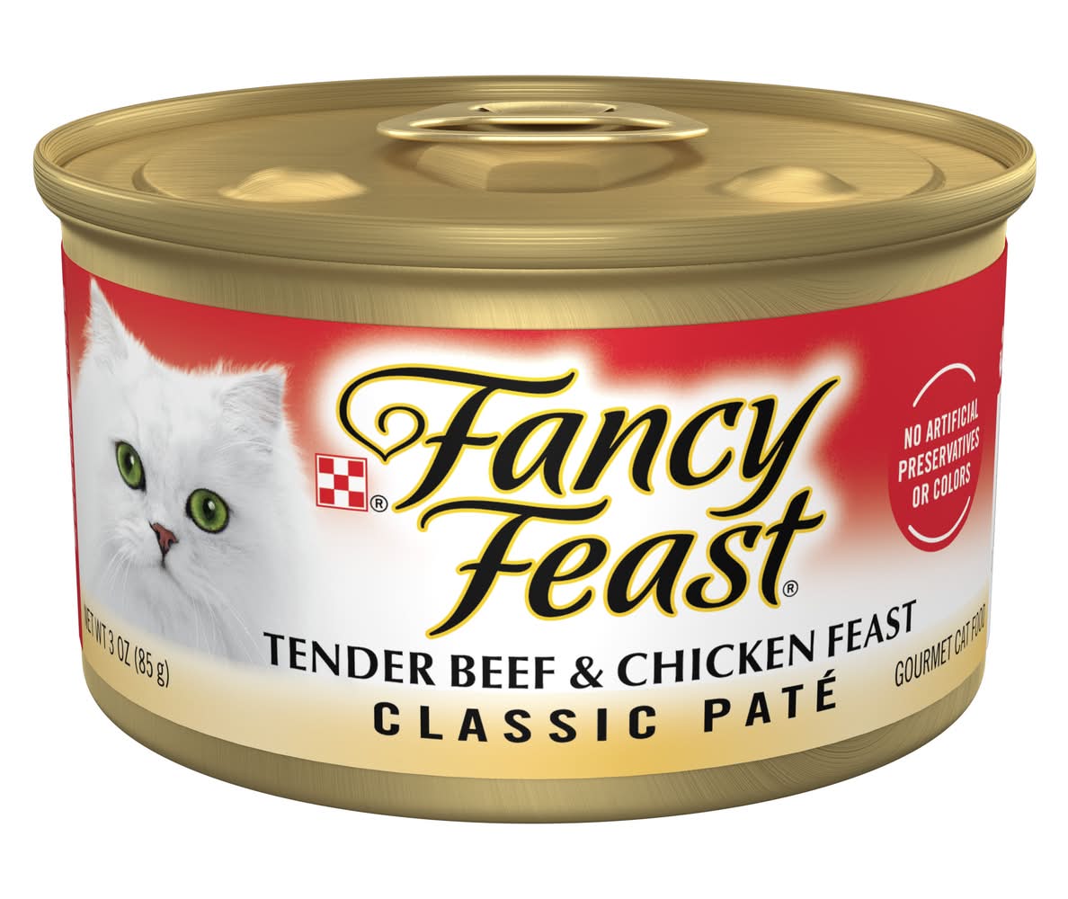 Purina Fancy Feast Classic Paté Wet Cat Food, Tender Beef-Chicken Feast (3 oz)