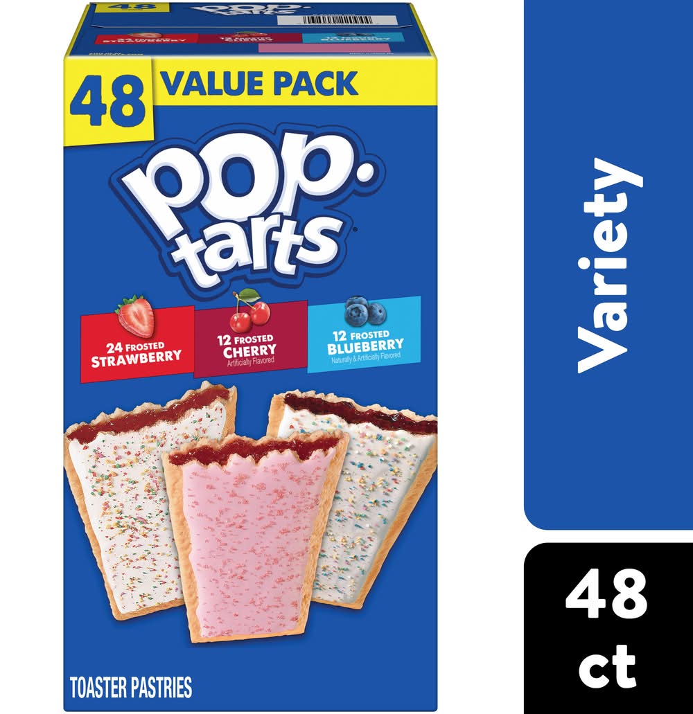 Pop-Tarts Frosted Toaster Pastries Variety pack, Strawberry-Cherry-Blueberry (81.2 oz, 48 ct)