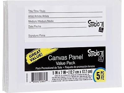 STUDIO 71 Canvas Panels, 5H x 7W, White, 5/Pack (30018688)