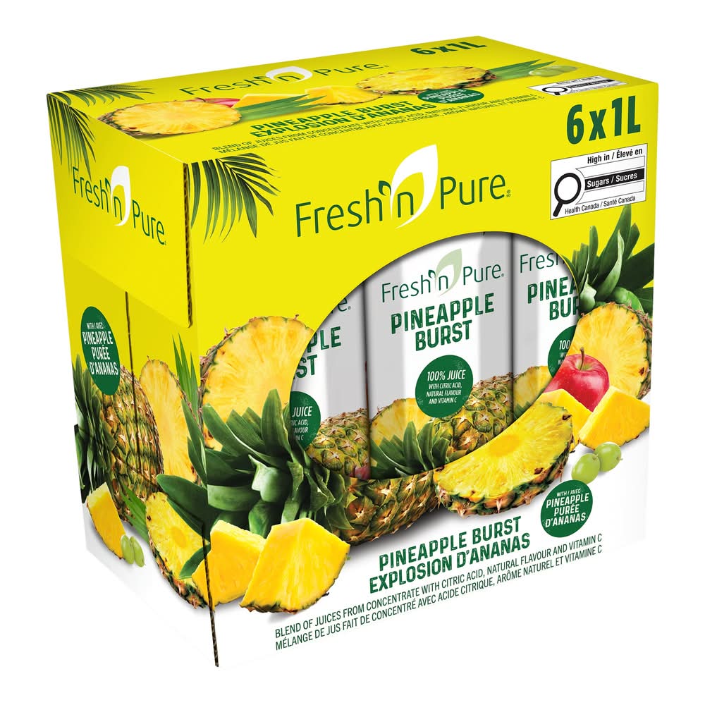 Fresh’N Pure - Jus De Fruit Explosion D’Ananas, 6 × 1 L / Fresh’N Pure Pineapple Burst Juice, 6 × 1 L
