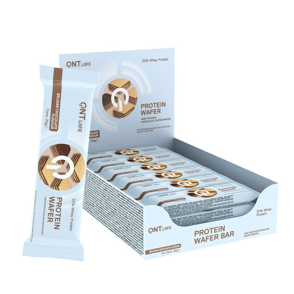 Caja De 12 Barras De Proteína Wafer Bar 12x35 Grs Chocolate Belga QNT (sin talla)