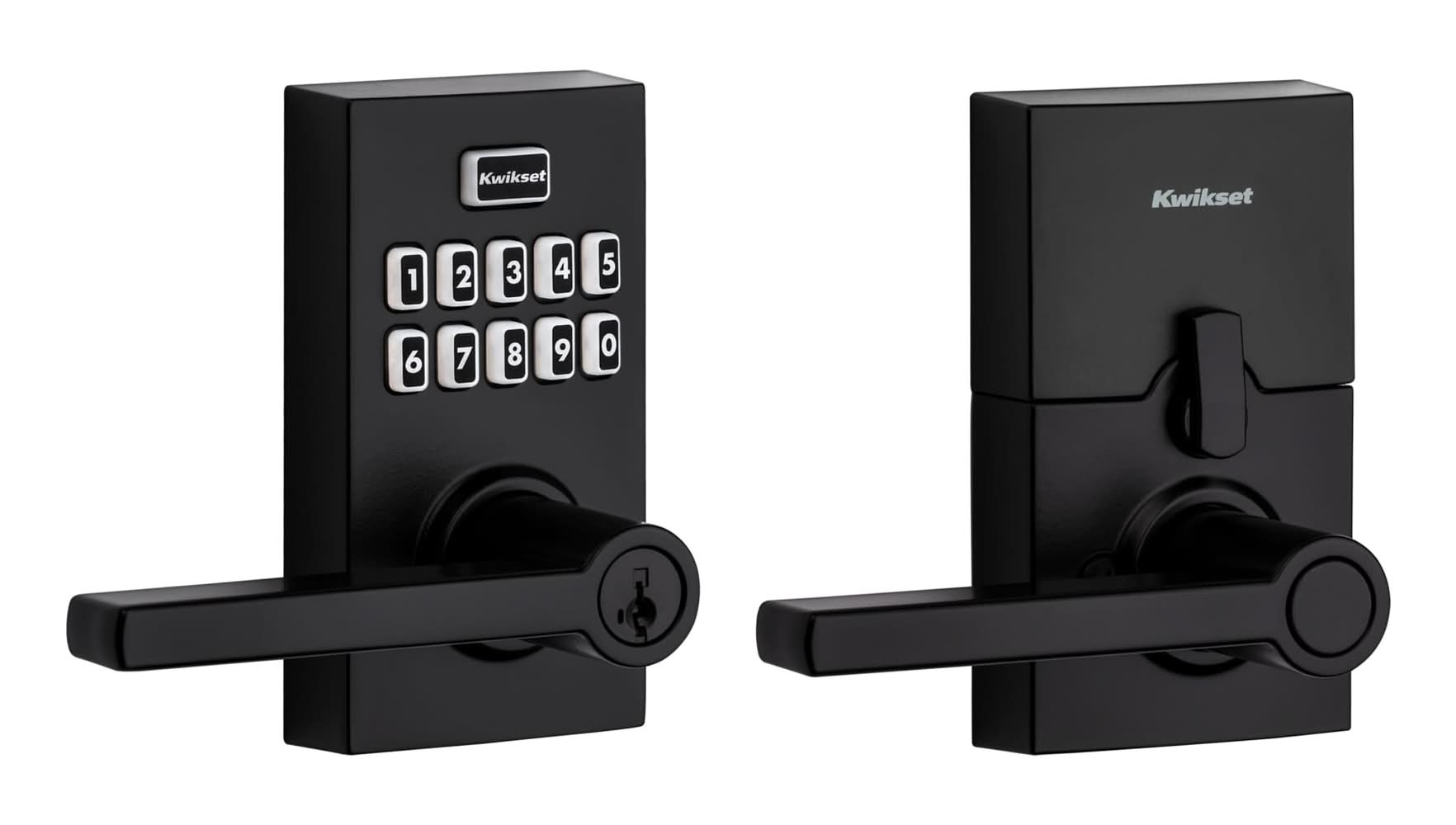 Kwikset SmartCode 917 Contemporary Matte Black Keypad Electronic Handle Lock ft. SmartKey Security