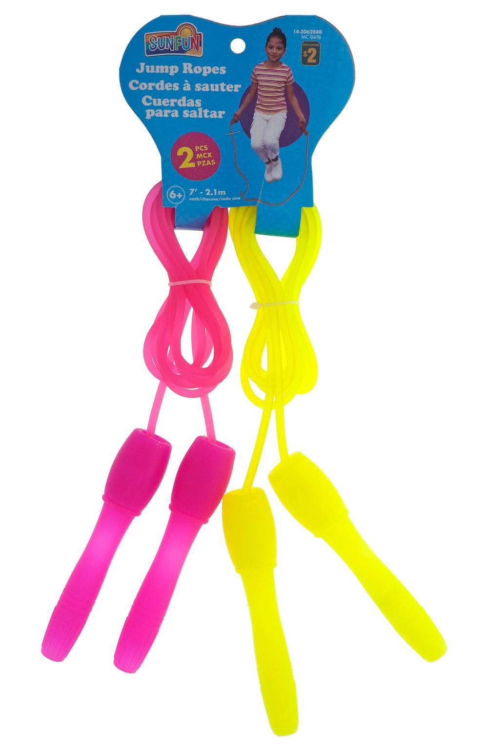Matte Neon Plastic Jumping Rope, 7" (2 ct)