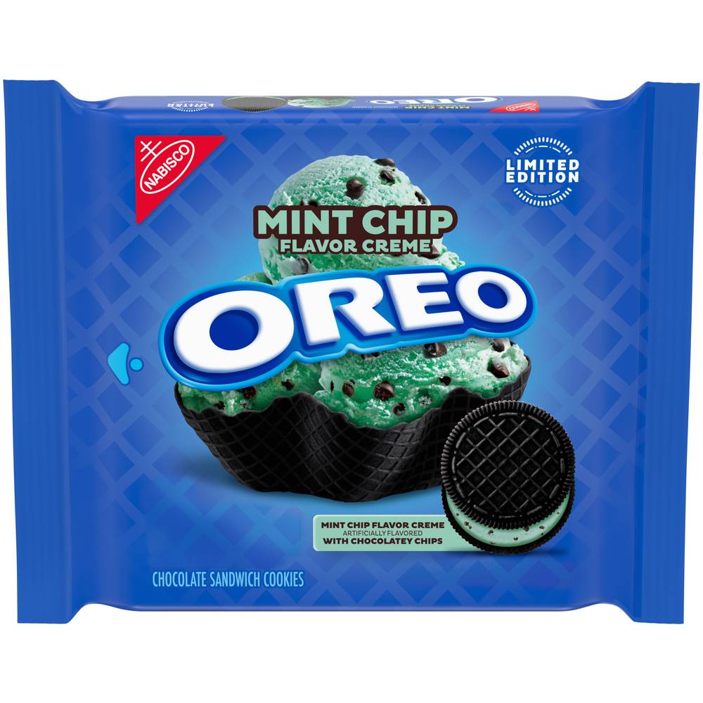 Oreo Limited Edition Chocolate Sandwich Cookies, Mint Chip Creme (10.68 oz)