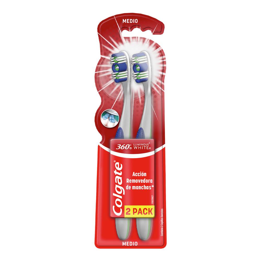 Colgate · Cepillo dental 360° luminous white (2 un)