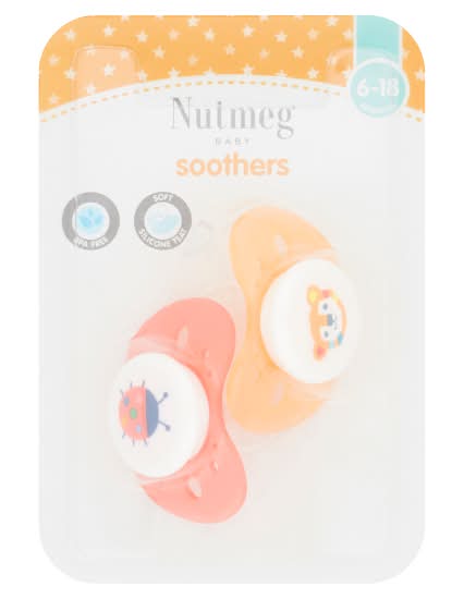 Nutmeg Baby Soothers 6-18 Months (2 pack)