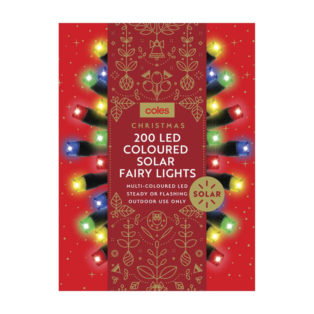 Coles Christmas Led Solar Fairy Lights, Assorted (200 pack)