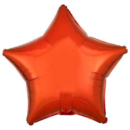 Inflated Anagram Star Mylar Balloon, 19 in, Metallic Orange