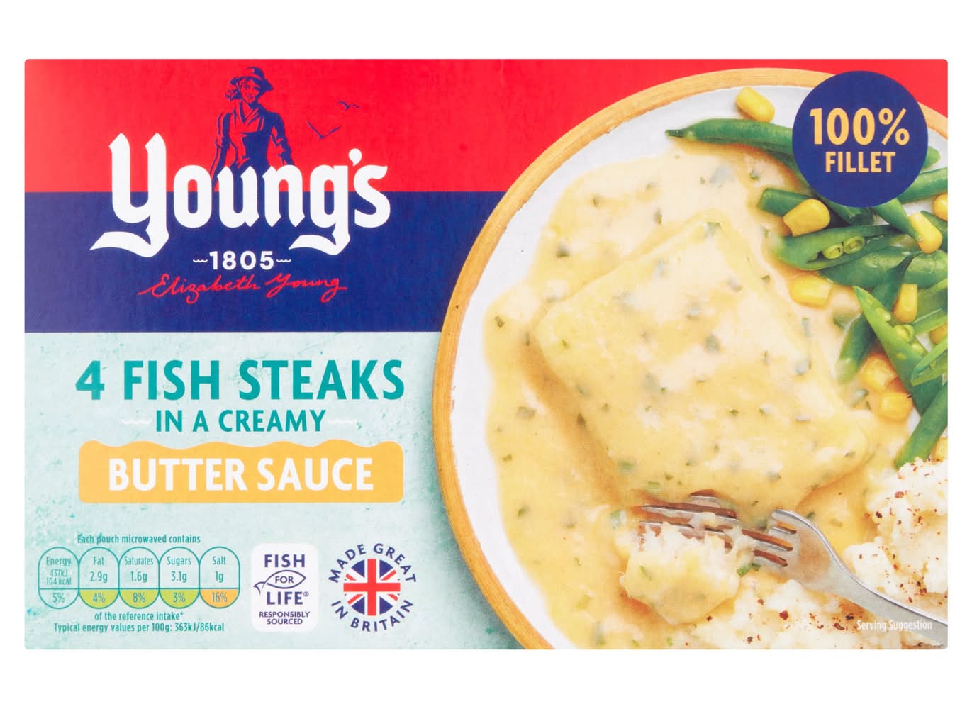 Young's Fish Steaks in a Creamy Butter Sauce (4 pack)