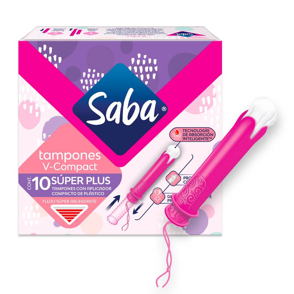 Saba tampones tampones v-compact súper plus (caja 10 piezas)
