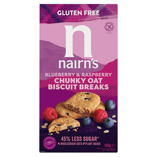 Nairn's Gluten Free Blueberry & Raspberry Chunky Oats Biscuit Breaks 160g