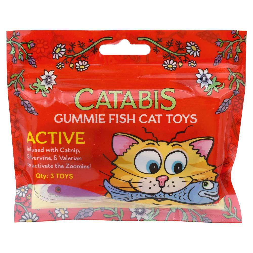 Catabis Catnip Gummy Fish, 3 Pack (Color: Assorted, Size: 3 Count)