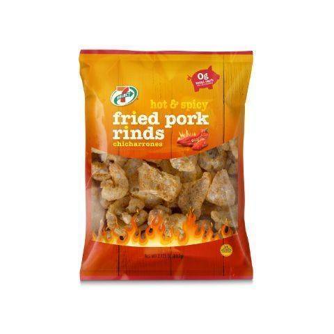 7-Select Fried Pork Rinds Chicharrones, Hot-Spicy (2.2 oz)