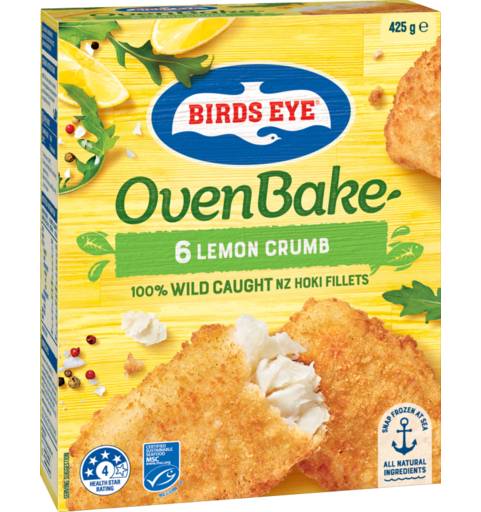 Birds Eye Crumbed Oven Bake Fish Fillet, Lemon (425g, 6 pack)