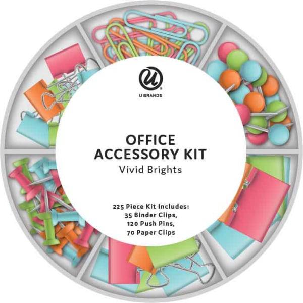 UBrands 225ct Round Office Accessory Set - Bright Colors