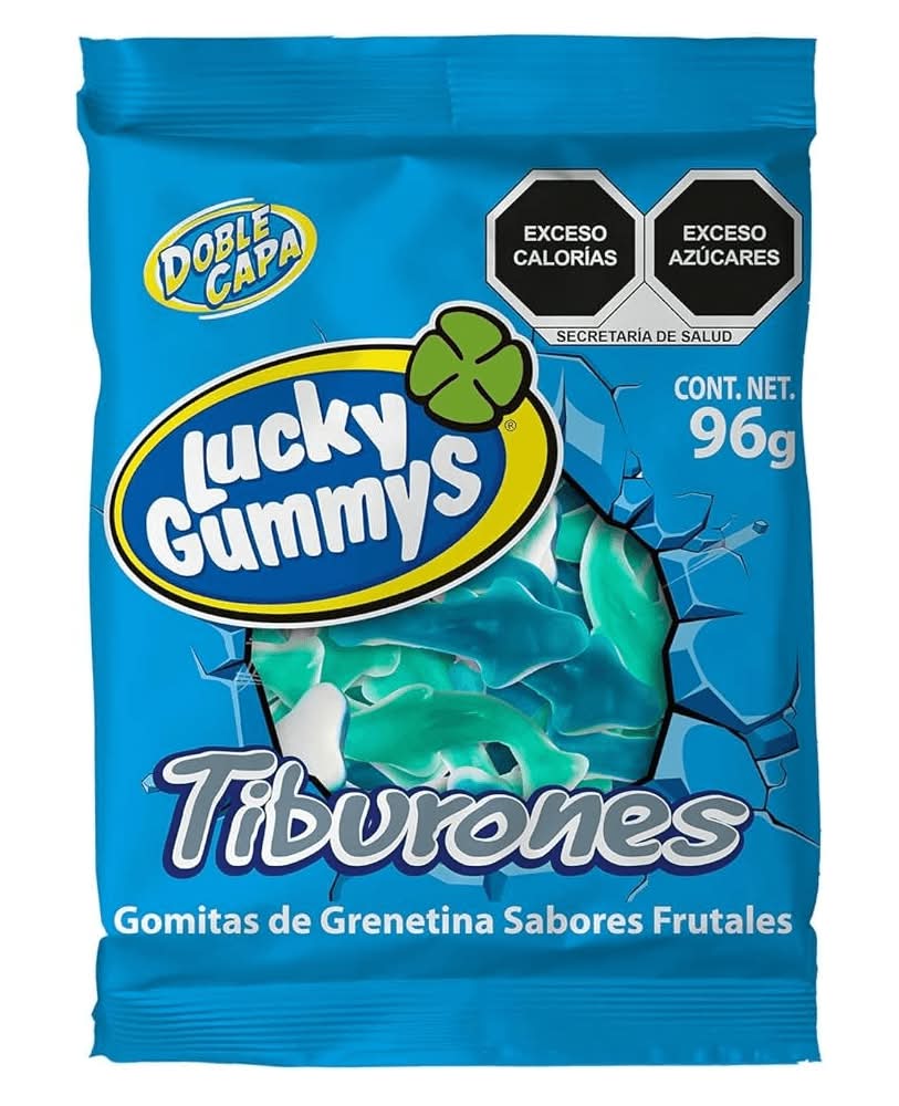 Lucky Gummys · Gomitas de grenetina tiburones, frutal (96 g)