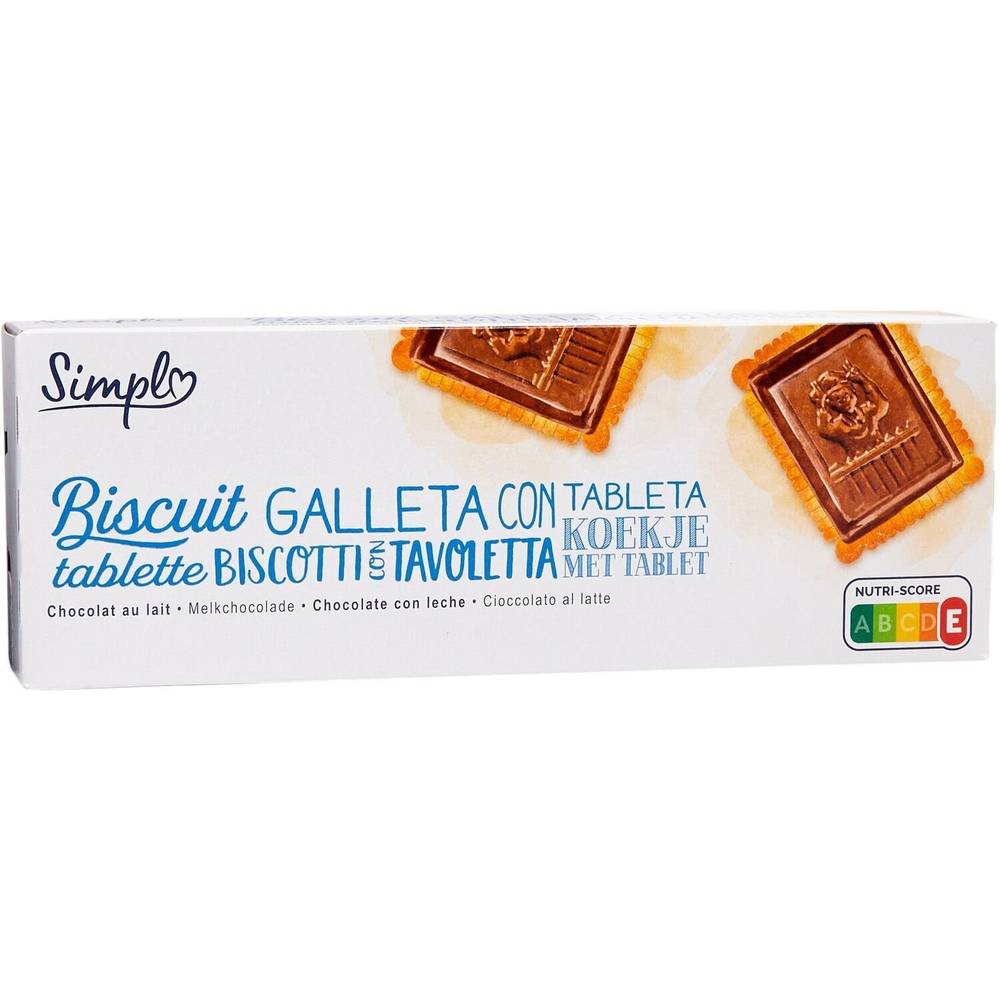 Biscuits tablette chocolat lait CARREFOUR SIMPL - le paquet de 150g