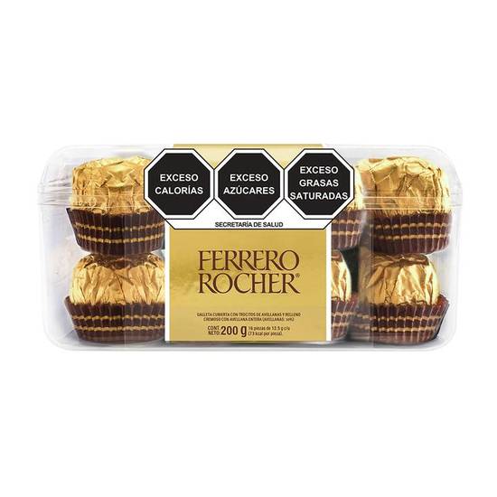 Ferrero Rocher · Galletas cubiertas y rellenas, avellanas (16 un)