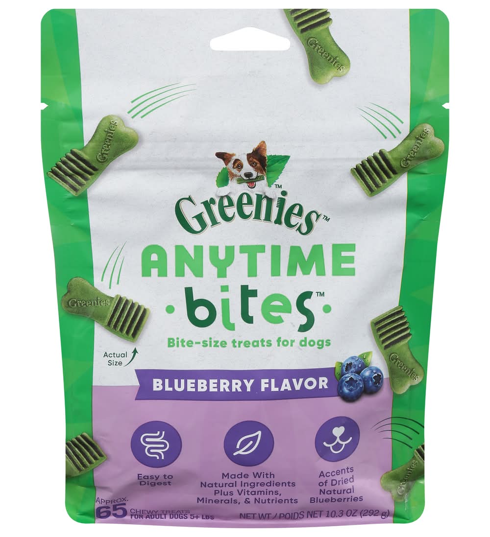 Greenies Anytime Bites Chewy Treats For Dogs, Blueberry, Adult (10.3 oz, 65 ct)