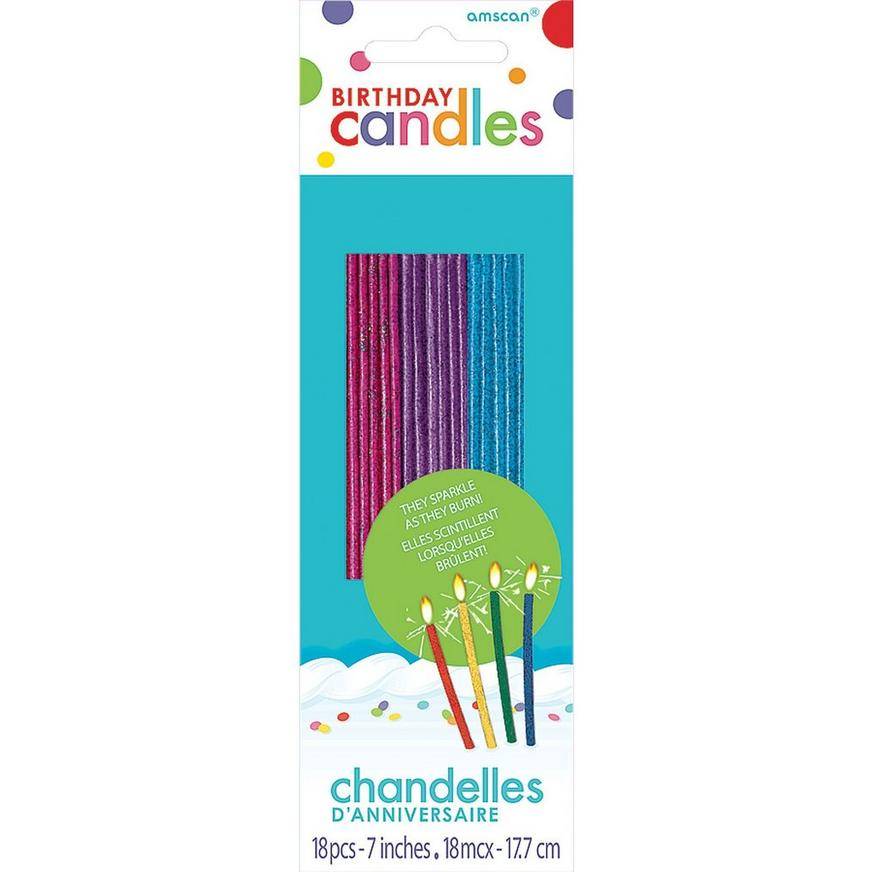 Party City Glitter Tall Jewel Tone Sparkler Birthday Candles