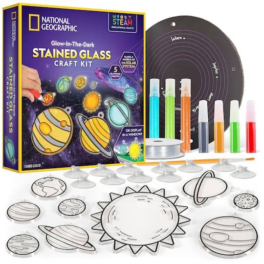 National Geographic The Solar System Glow in the Dark Stained Glass Craft Kit