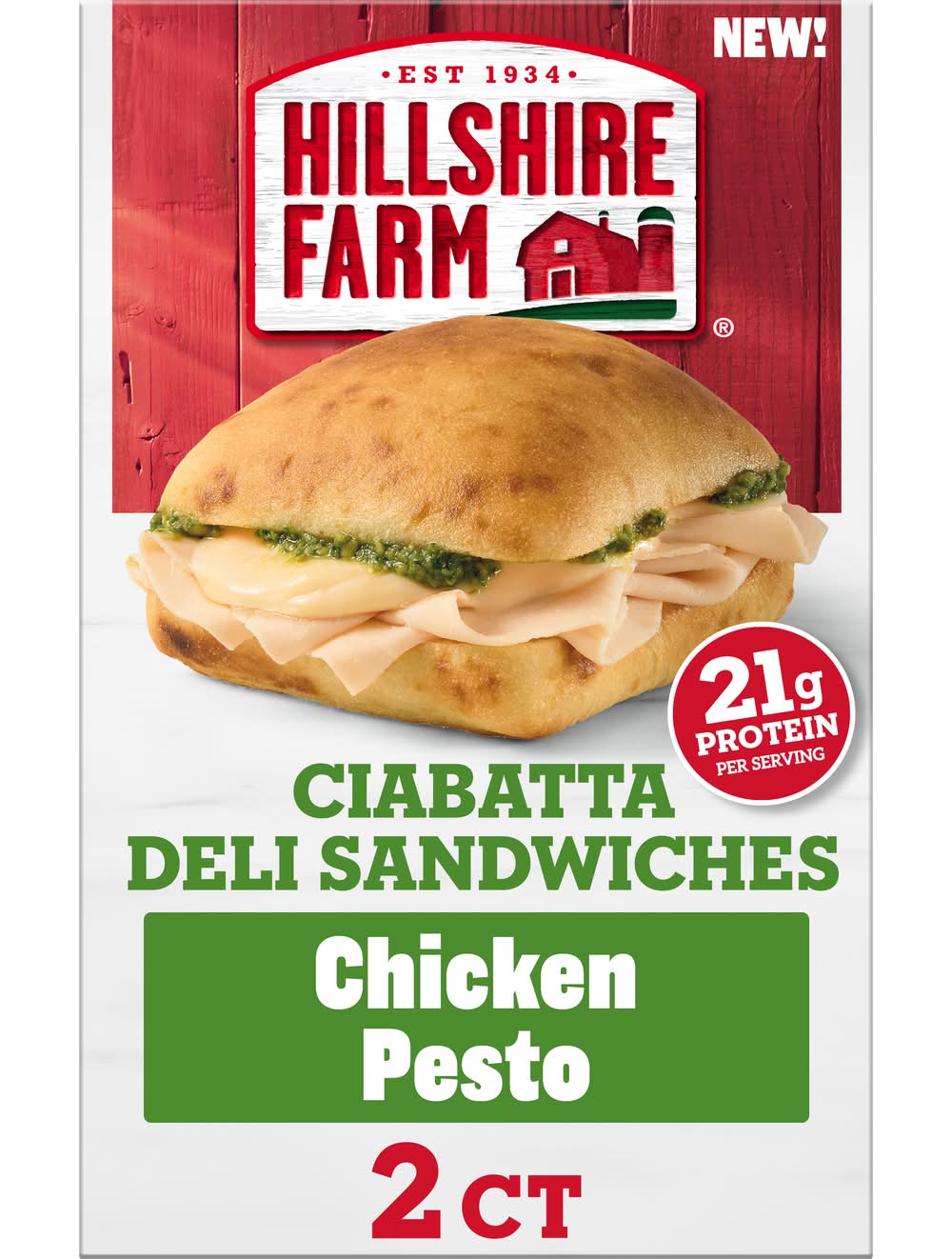 Hillshire Farm Ciabatta Deli Sandwiches, Chicken Pesto (10.3 oz, 2 ct)