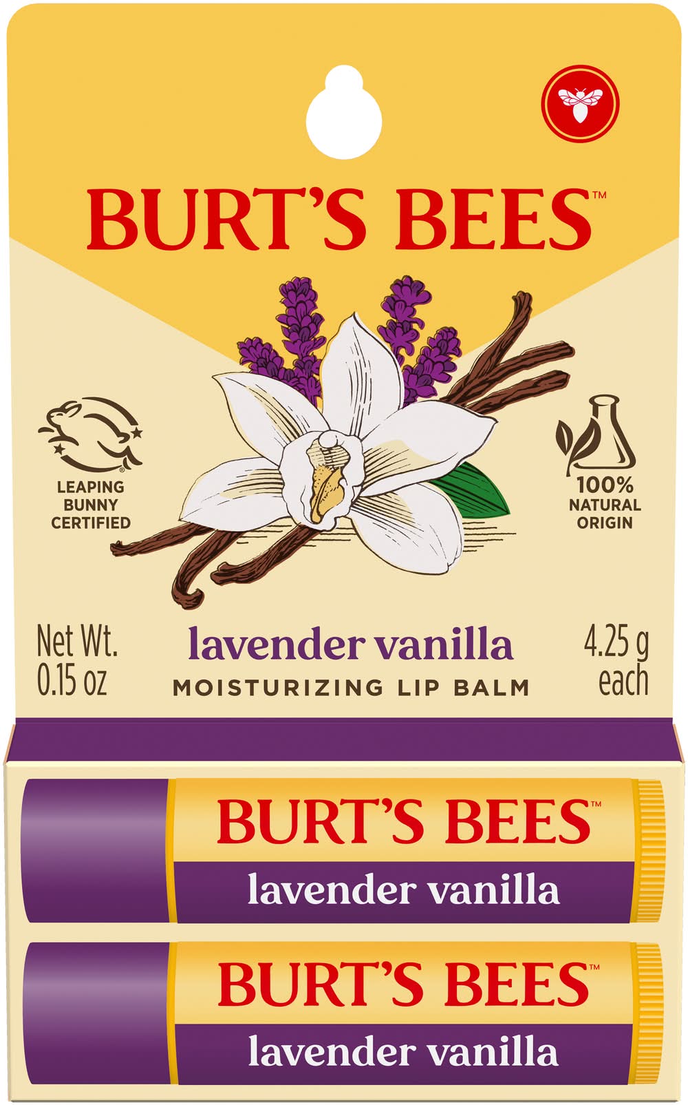 Burt's Bees 100% Moisturizing Lip Balm, Lavender Vanilla (0.3 oz, 2 ct)