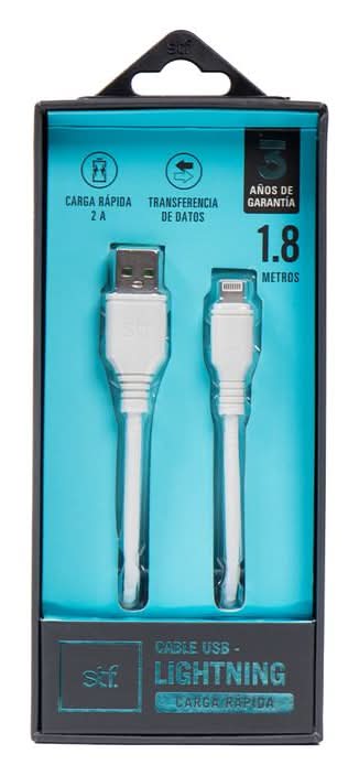 SKF · Cable usb a lightning carga rápida, 1.8 m, blanco