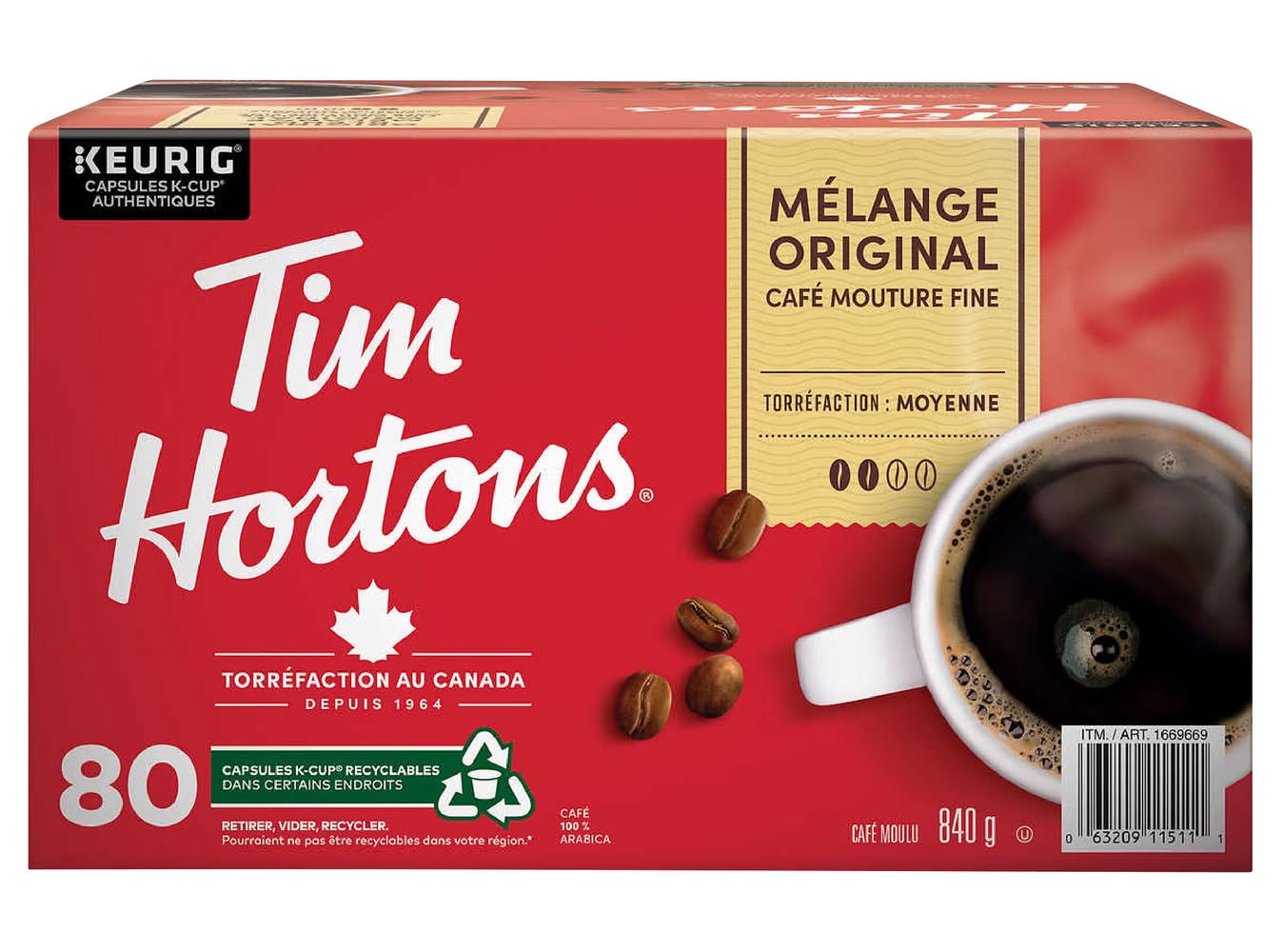 Tim Hortons - Godets K-Cup À Usage Unique, Paquet De 80 / Tim Hortons Single-Serve K-Cup Pods, Pack Of 80