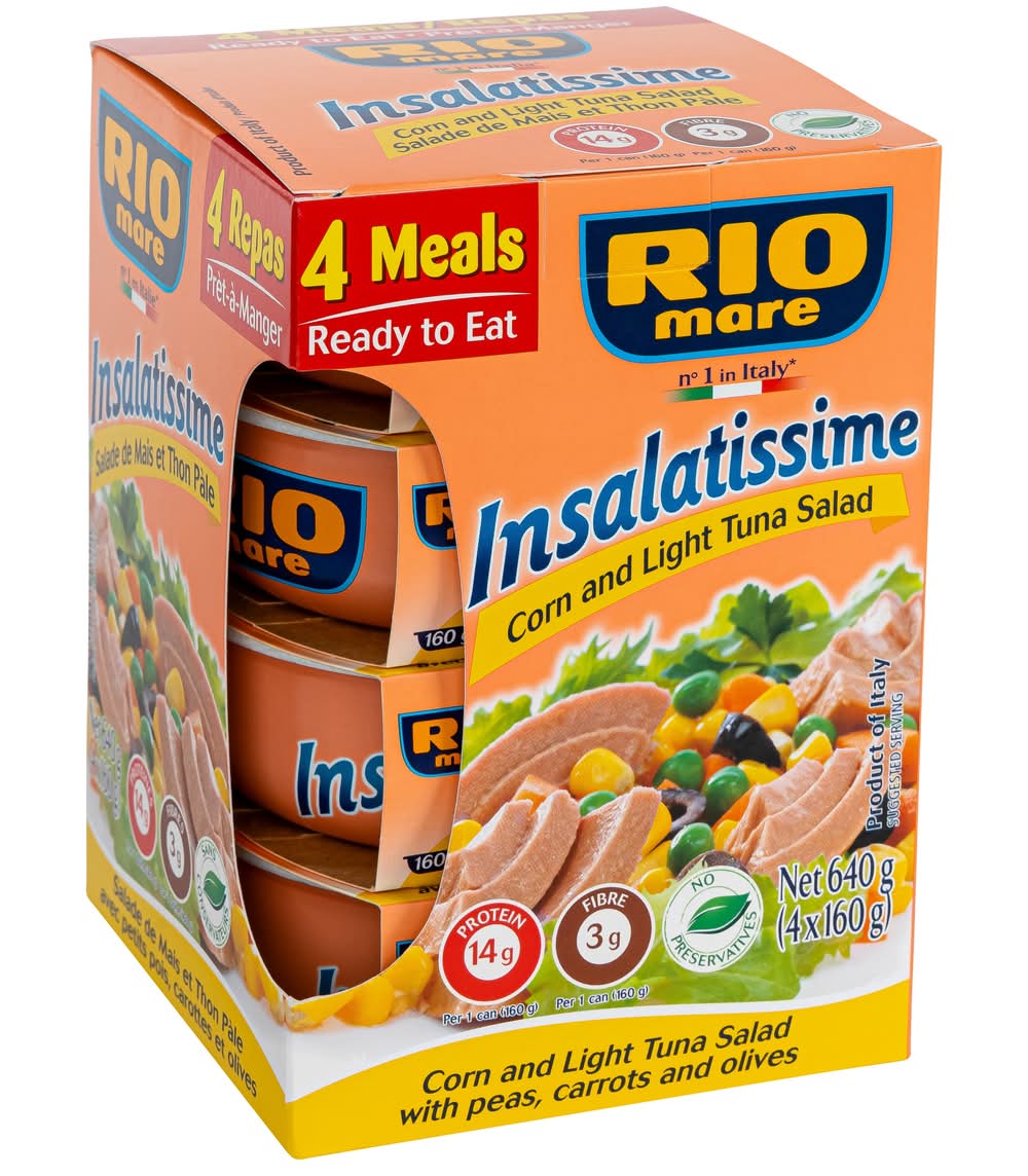 Rio Mare Insalatissime - Salade De Maïs Et De Thon Pâle, 4 × 160 G / Rio Mare Insalatissime Corn And Light Tuna Salad, 4 × 160 G