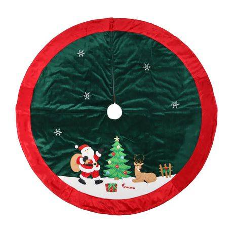 Holiday Time Velvet Santa Tree Skirt, 48", Green