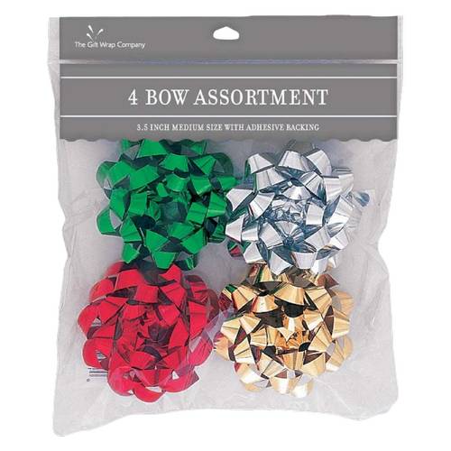 The Gift Wrap Company Bow Metallic Gift Wrapping (4 ct) (medium /green-silver-red-golden)