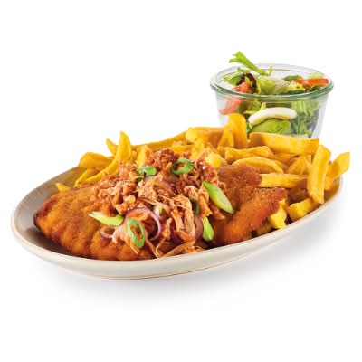 Loaded BBQ chicken kipschnitzel menu