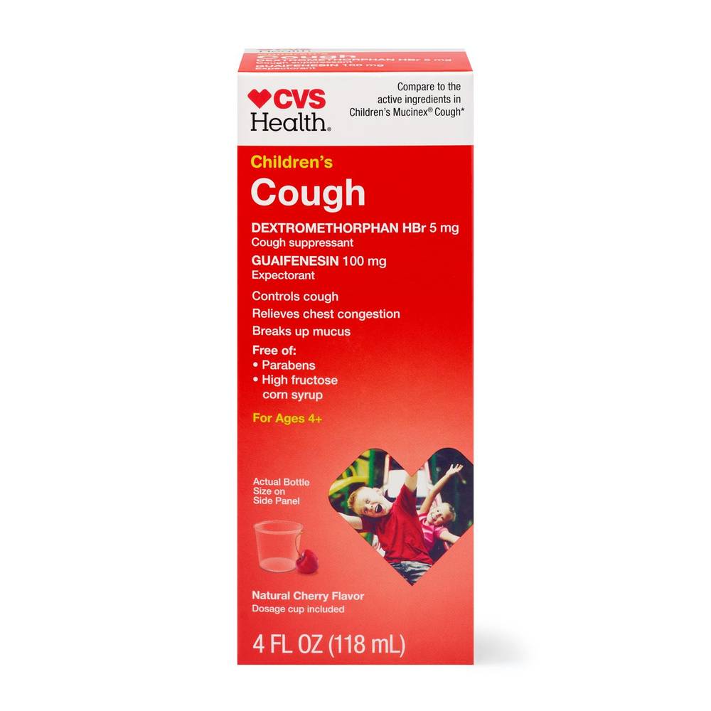 Cvs Health Children'S Mucus Relief Chest Congestion + Cough Liquid, Cherry, 4 Oz