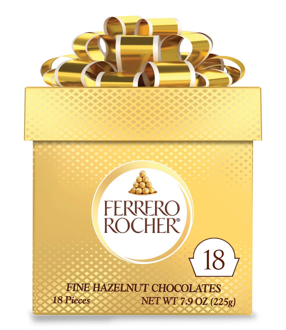 Ferrero Rocher Chocolates Gift Box, Fine Hazelnut (7.9 oz, 18 ct)