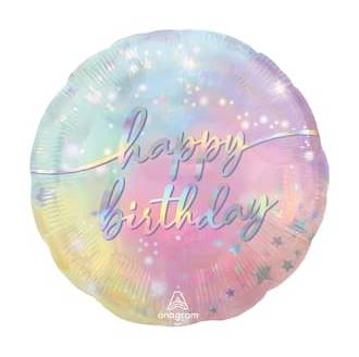 Inflated Iridescent Luminous Happy Birthday Foil Balloon, Multi
