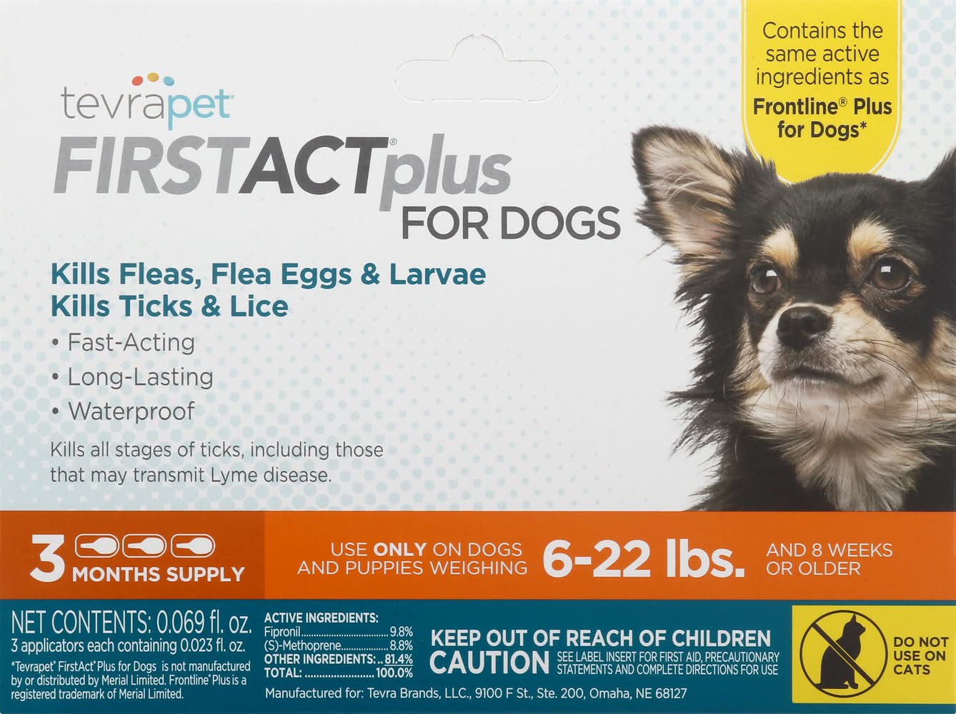TevraPet Firstact Plus Flea and Tick Topical For Dogs (0.07 fl oz)