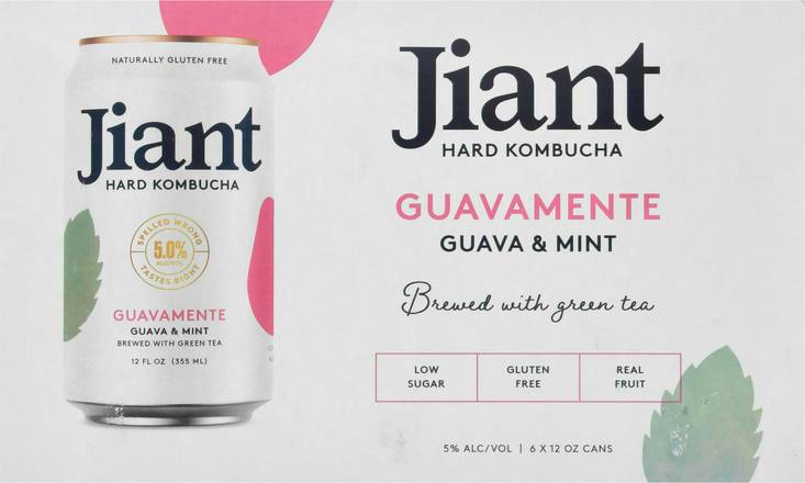 Jiant Guavamente Guava & Mint Hard Kombucha (6 ct, 12 fl oz)