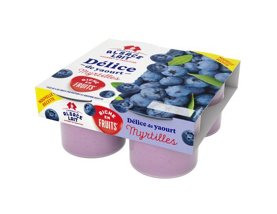Alsace Lait - Délice de yaourt myrtilles (4 pièces)