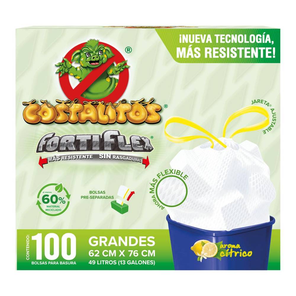 Costalitos · Bio bolsas para basura, cítrico, G (100 un)