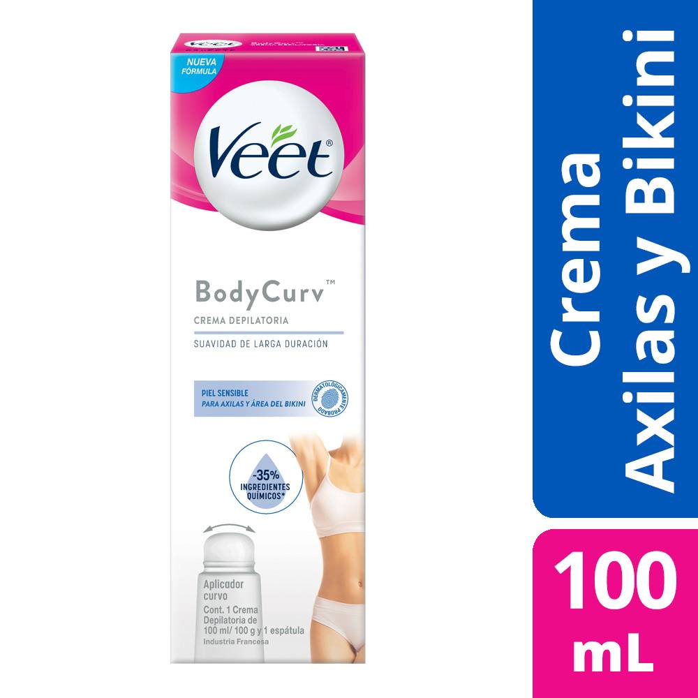 Veet crema depilatoria piel sensible axila y bikini