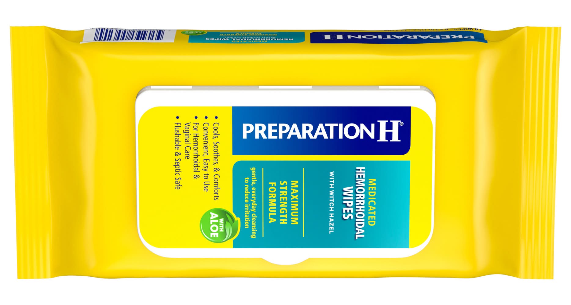 Preparation H Hemorrhoidal Medicated Wipes With Witch Hazel & Aloe, 6x5 in (48 ct)