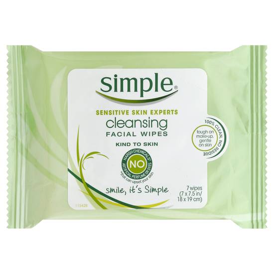 Simple Sensitive Skin Experts Cleansing Facial Wipes (7 wipes)