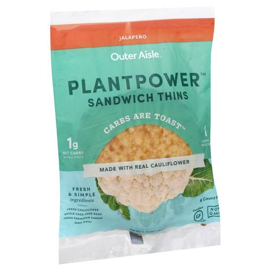 Plant Power Jalapeno Cauliflower Sandwich Thins Outer Aisle 6.8 oz