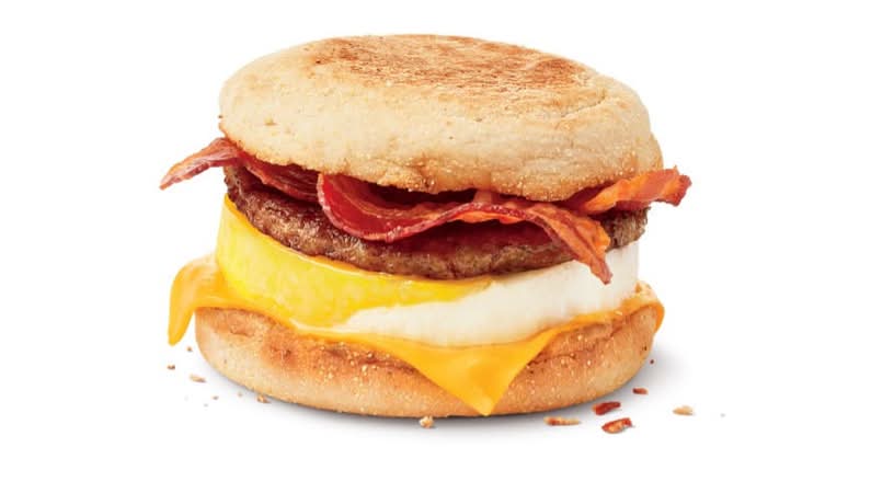 Double Stacked Sausage & Bacon Breakfast Sandwich