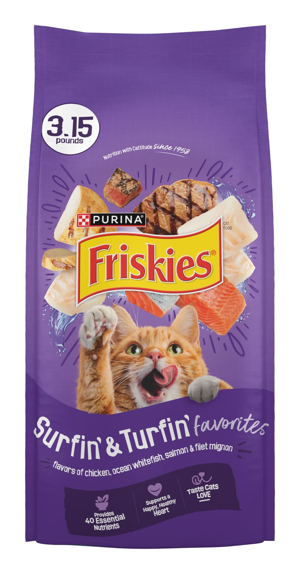 Purina Friskies Dry Cat Food, Surfin & Turfin (3.15 lbs)