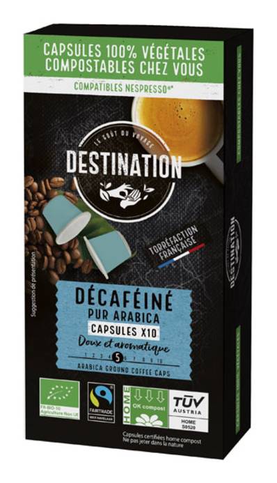 Destination - Capsules de décaféine biodégradables intensité 5 (10)