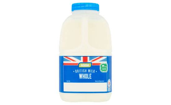 Asda British Milk Whole 1 Pint/568ml