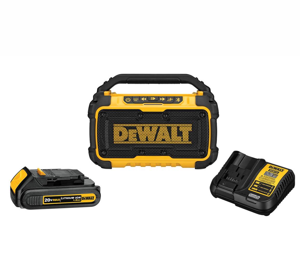 DEWALT 12-volt or 20-volt Max Cordless Bluetooth Compatibility Jobsite Bluetooth Speaker Battery Included | DCR010C1